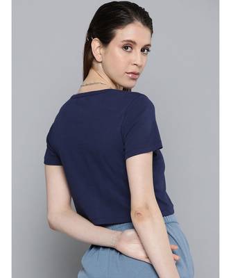Navy Front Button Crop Top 3