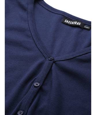 Navy Front Button Crop Top 5