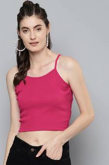 Fuchsia Strappy Box Back Crop Top