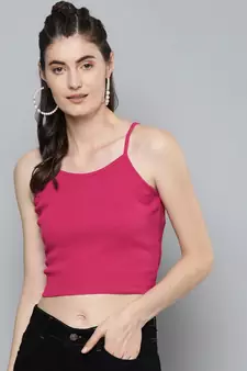 Fuchsia Strappy Box Back Crop Top