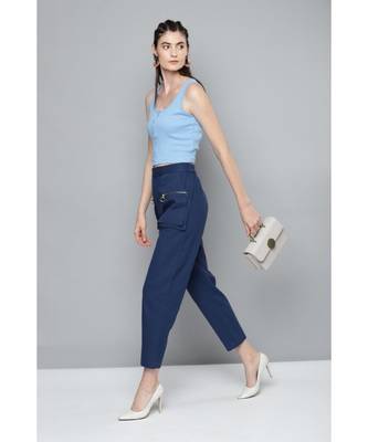 Blue Front Button Sleeveless Crop Top 4