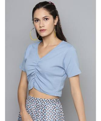 Blue Gather Detail Crop Top 2