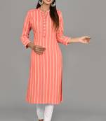 Light Pink Embroidered Rayon Embroidered Kurtis