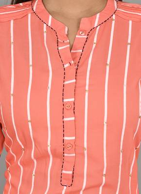 Light Pink Embroidered Rayon Embroidered Kurtis 3
