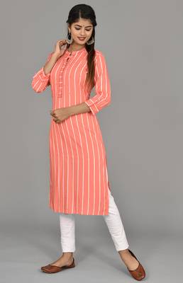 Light Pink Embroidered Rayon Embroidered Kurtis 5