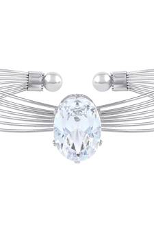 Party wear Silver toned Free Size American Diamond Kada For Women