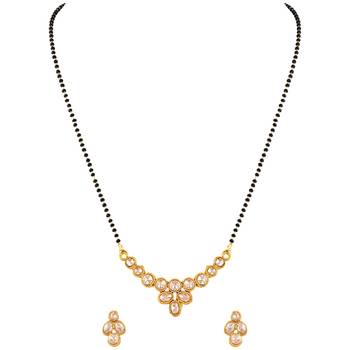 Classy Oval Shape Gold toned Mangalsutra Set For Women 1