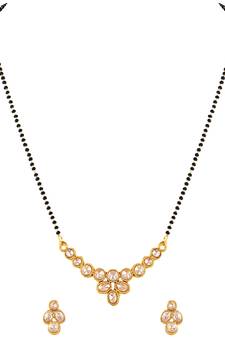 Classy Oval Shape Gold toned Mangalsutra Set For Women