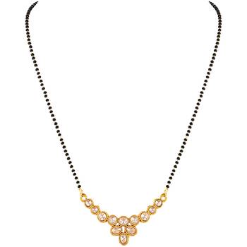 Classy Oval Shape Gold toned Mangalsutra Set For Women 2