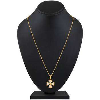 Fancy Gold -toned Floral Pendant for Women & Girls 2