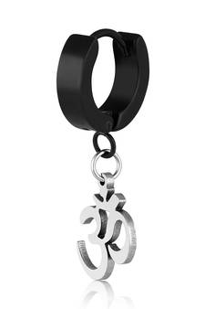 Om Charm Silver toned Single Stud Earring For Men
