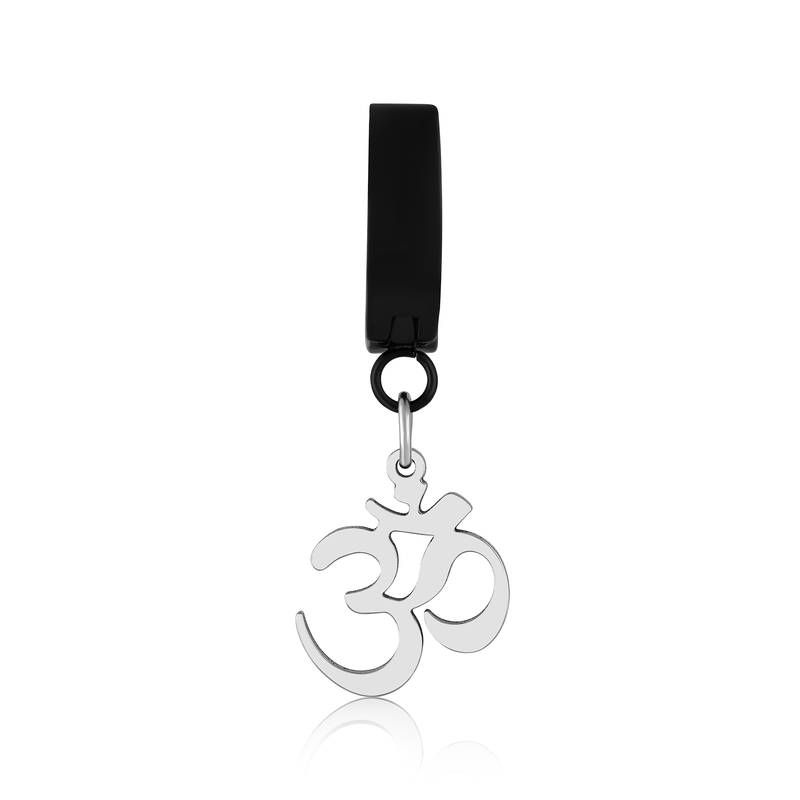 Om Charm Silver toned Single Stud Earring For Men