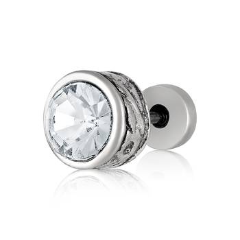 Rhodium toned Single Diamond Stud Earring For Men 1