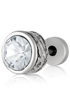 Rhodium toned Single Diamond Stud Earring For Men
