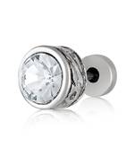 Rhodium toned Single Diamond Stud Earring For Men