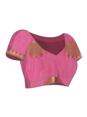 Pink woven crepe saree with blouse 3