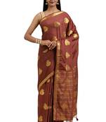 Brown woven crepe saree with blouse