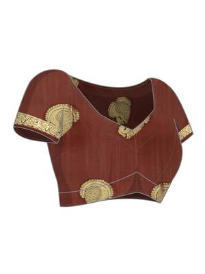 Brown woven crepe saree with blouse 3