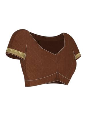 Brown woven crepe saree with blouse 3