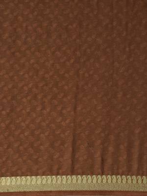 Brown woven crepe saree with blouse 4