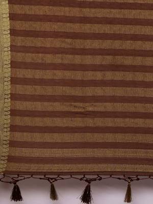 Brown woven crepe saree with blouse 5
