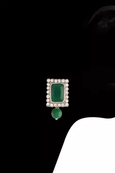 Rhodium Plated Stone Studded Pearl Choker Necklace Jewellery Set With Earrings For Women