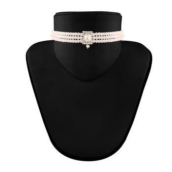 Rhodium Plated Crystal Stone Beaded Choker Necklace Jewellery Set With Earrings 2