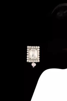 Rhodium Plated Crystal Stone Beaded Choker Necklace Jewellery Set With Earrings