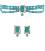Rhodium Plated Crystal Stone Beaded Choker Necklace Jewellery Set With Earrings