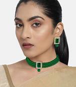 Traditional Handcrafted Stone Studded Pearl Choker Necklace Jewellery Set