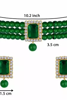 Traditional Handcrafted Stone Studded Pearl Choker Necklace Jewellery Set