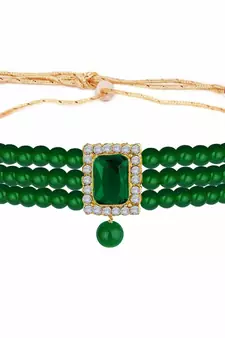 Traditional Handcrafted Stone Studded Pearl Choker Necklace Jewellery Set