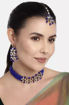 Kundan & Pearl Beaded Choker Set for Women/Girls