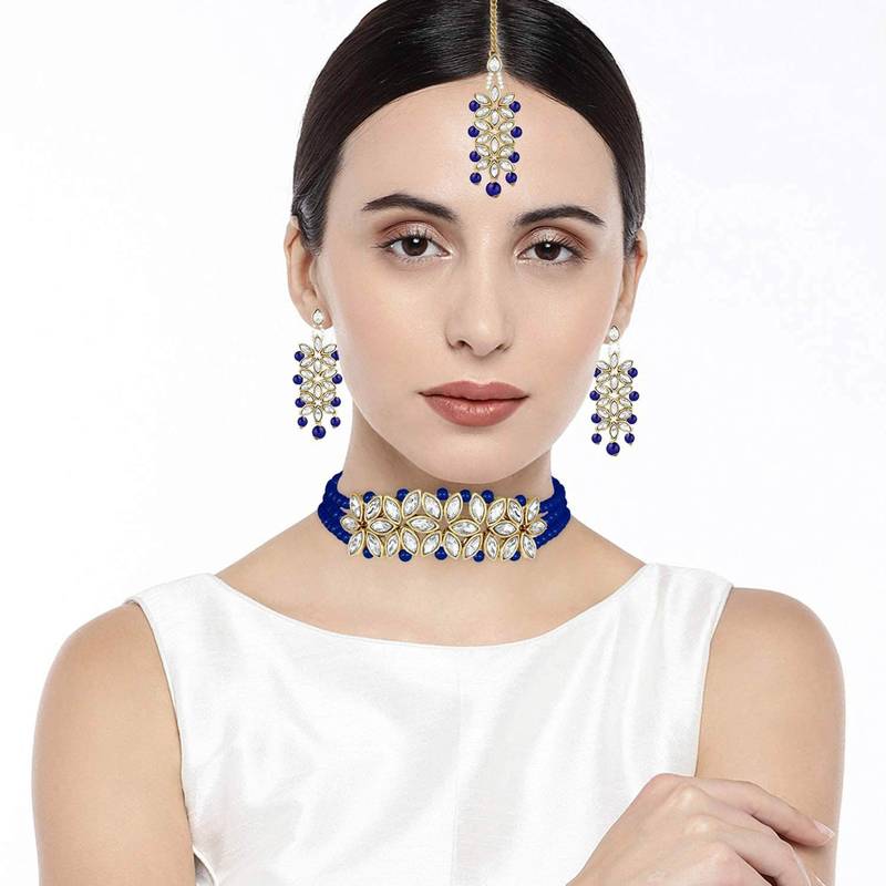 Kundan & Pearl Beaded Choker Set for Women/Girls