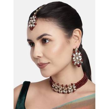Kundan & Pearl Beaded Choker Set for Women/Girls 2