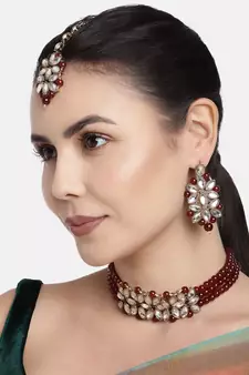 Kundan & Pearl Beaded Choker Set for Women/Girls