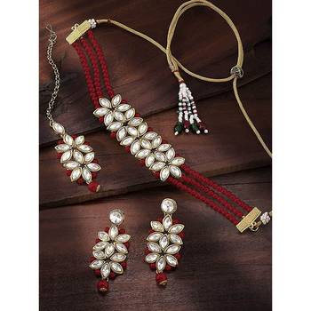 Kundan & Pearl Beaded Choker Set for Women/Girls 3