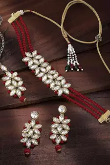 Kundan & Pearl Beaded Choker Set for Women/Girls