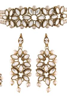 Traditional Kundan & Pearl Beaded Choker Set for Women/Girls