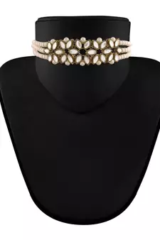 Traditional Kundan & Pearl Beaded Choker Set for Women/Girls