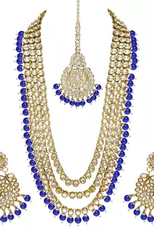 Traditional Kundan & Pearl Studed Bridal Jewellery Set for Women