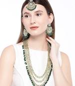 Traditional Kundan & Pearl Studded Bridal Necklace Jewellery Set for Women
