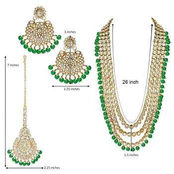 Traditional Kundan & Pearl Studded Bridal Necklace Jewellery Set for Women 5