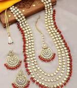Traditional Kundan & Pearl Studed Bridal Jewellery Set for Women
