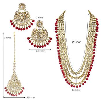 Traditional Kundan & Pearl Studed Bridal Jewellery Set for Women 4