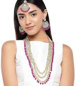  Traditional Kundan & Pearl Studed Bridal Jewellery Set for Women