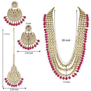  Traditional Kundan & Pearl Studed Bridal Jewellery Set for Women 4