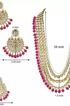  Traditional Kundan & Pearl Studed Bridal Jewellery Set for Women