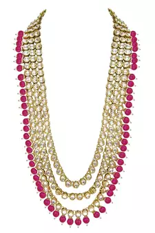  Traditional Kundan & Pearl Studed Bridal Jewellery Set for Women