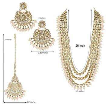 Traditional Kundan & Pearl Studed Bridal Jewellery Set for Women 4